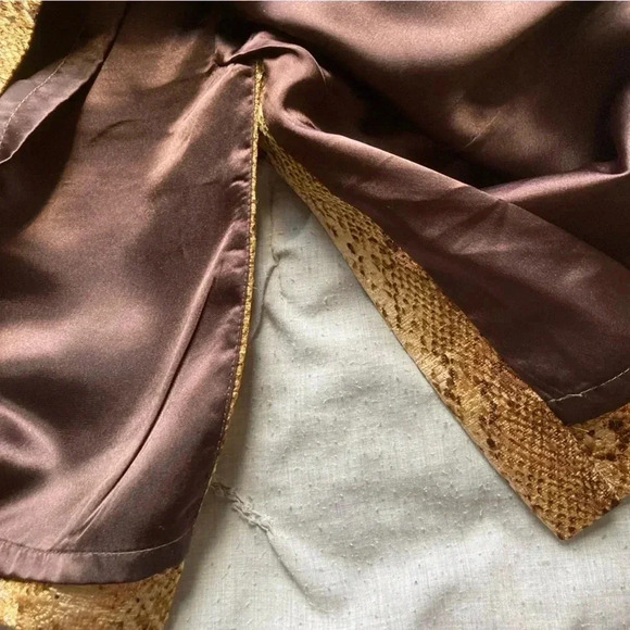 Lafayette 148 New York gold metallic snakeskin skirt wool and silk size 10 - Picture 5 of 11
